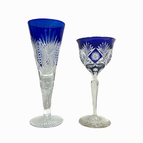 Pair of Blue and White Crystal Vases