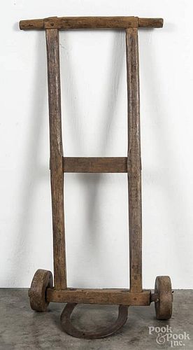 Primitive wooden bag cart, 19th c.