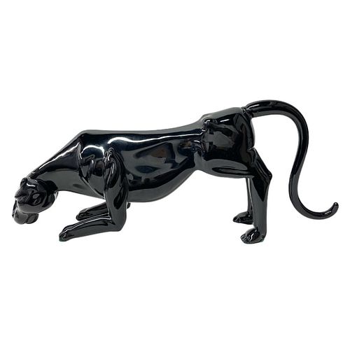 Pino Signoretto Murano Glass Black Panther