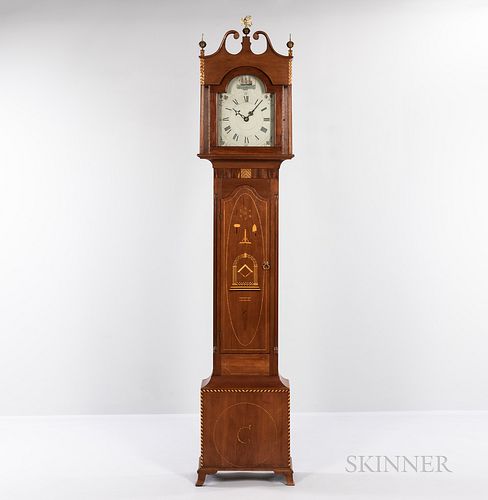 Inlaid Cherry Tall Clock with Masonic Motifs