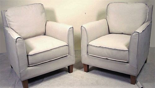 PAIR OF BEAUFORT LEATHER ARMCHAIRS