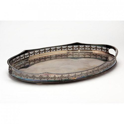 English Silver-over-Copper Gallery Tray