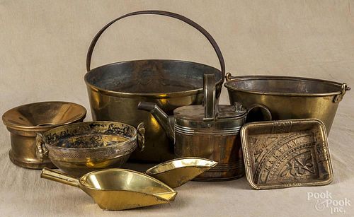 Group of miscellaneous brass items, 19th c.