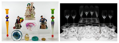 Art Glass, Crystal and Porcelain Figurine Assortment