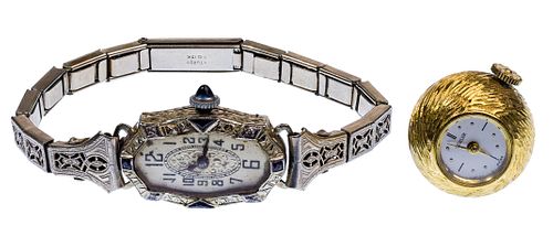 18k White Gold, Platinum and Sapphire Wrist Watch