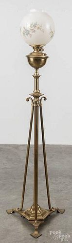 Victorian brass piano lamp, late 19th c.