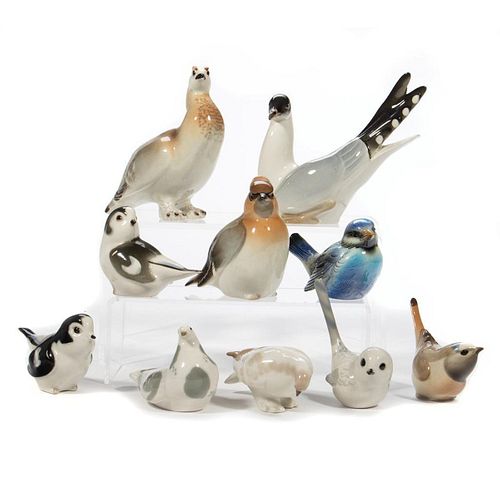 Russian Lomonosov Porcelain Group of Birds