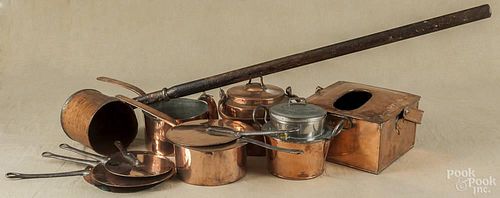 Collection of copper cookware, ca. 1900