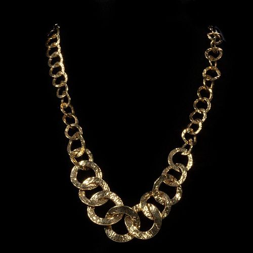 14k gold hollow link necklace