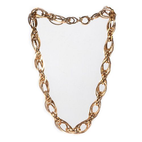 14k rose gold link necklace and bracelet set, Italy