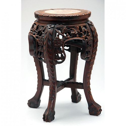 Chinese Hardwood Stand with Marble Top