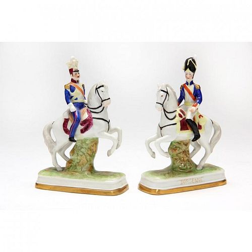 Pair of Sitzendorf Porcelain Military Models