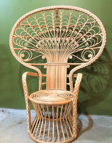 Ornate Rattan Wicker Peacock Chair 