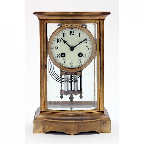 French Brass Mantle Clock, F. Marti