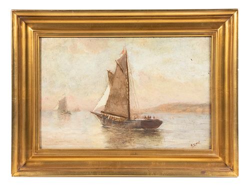 MARITIME OIL PAINTING SIGNED "A. ELWELL"