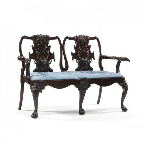 Irish Chippendale Carved Settee