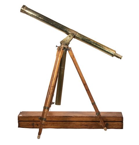 19TH C. BRITISH CASED BRASS ASTROLOGICAL TELESCOPE WITH TRIPOD BY JOHN BROWNING (1835-1925)