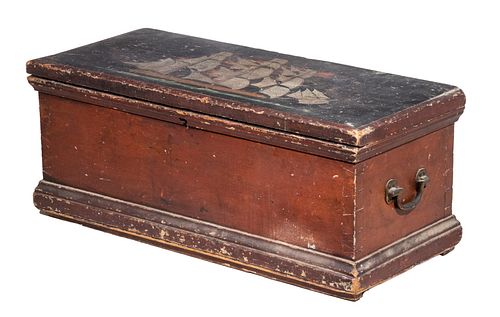PAINTED SHIP'S TOOL CHEST WITH CHINA TRADE CAPTAIN'S PROVENANCE: CAPT RANLETT OF LOWELL, MA.