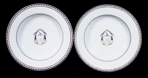 CHINESE EXPORT ARMORIAL PORCELAIN SOUP BOWLS