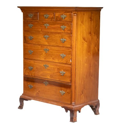 CHIPPENDALE WALNUT TALL CHEST