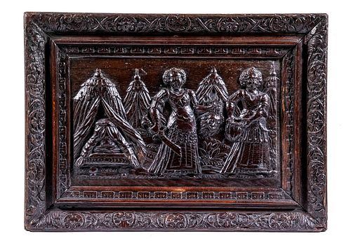 17TH C. OAK PANEL OF JUDITH AND HOLOFERNES