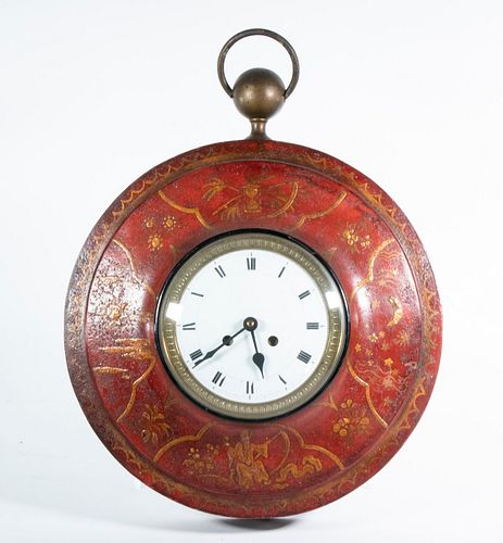 TOLE PAINTED ROUND WALL CLOCK