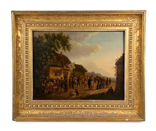 DUTCH COLLOQUIAL SCENE SIGNED 'DAKER' AND DATED 1828