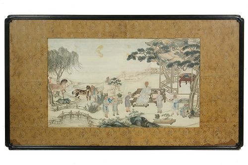 FINE CHINESE QING SILK PAINTING