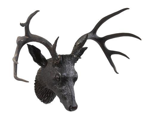 BLACK FOREST CARVED STAG HEAD