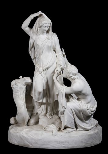 WEDGWOOD ATTRIBUTED PARIAN WARE FIGURE OF "ISAAC AND REBEKAH" BY WILLIAM BEATTIE (UK, CIRCA 1810-1870)