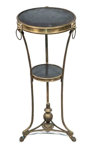 FRENCH EMPIRE STYLE ROUND STAND IN BRASS AND SLATE