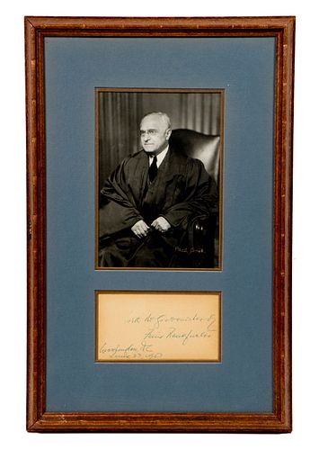 AUTOGRAPH AND PHOTO OF SUPREME COURT JUDGE FELIX FRANKFURTER (1882-1965)