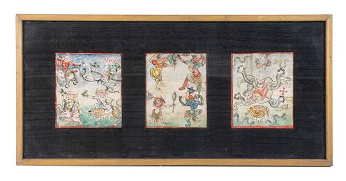 18TH C. INDIAN TRIPTYCH PAINTING