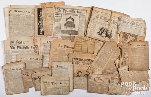 Large group of 19th c. newspapers