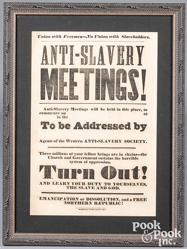 Black Americana Anti-Slavery Meetings broadside