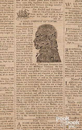 Runaway slave, Boston newspaper ad, 1877