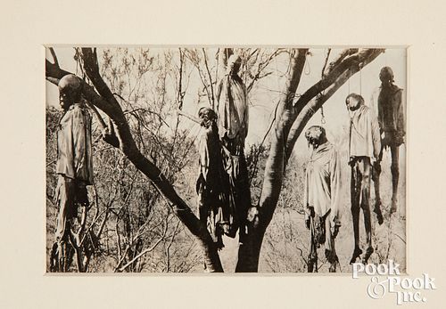 Photograph of a lynching of six Yaqui men