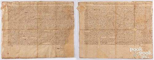 Two William Penn Philadelphia indentures, 1693/4