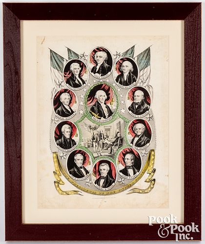 Three George Washington hand-colored lithographs