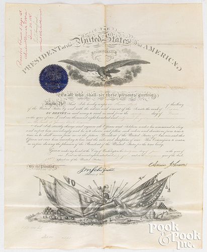 Signed A. Johnson Presidential military promotion