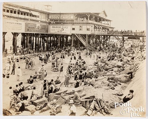 Large photograph of a Galveston, Texas beach scene