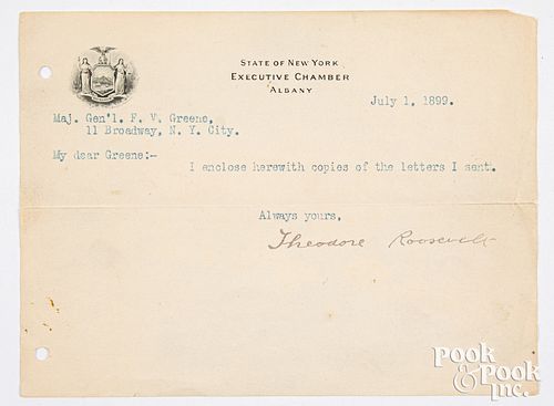 Theodore Roosevelt typed signed letter, 1899