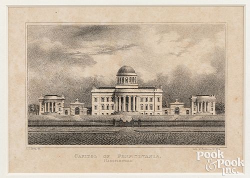 Scarce lithograph of Capitol of Pennsylvania