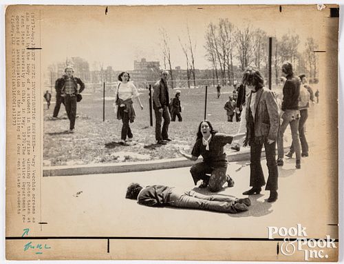 Wire press photo of the Kent State shootings