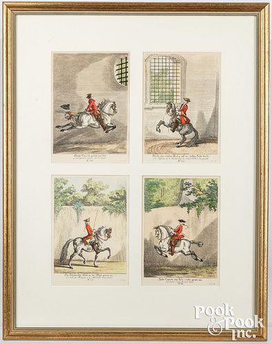 Set of four framed French Capriole horse etchings
