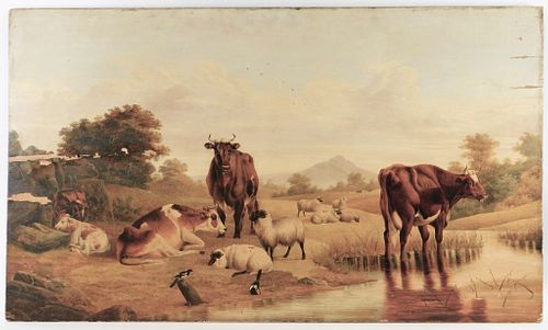 Attr. Thomas Sidney Cooper Cow Painting