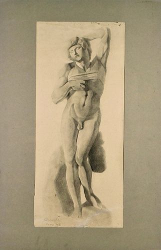 Jehangir Sabavala Nude Male Figure Drawing