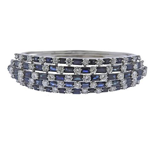 14k Gold 14ctw Sapphire 6.50ctw Diamond Bangle Bracelet