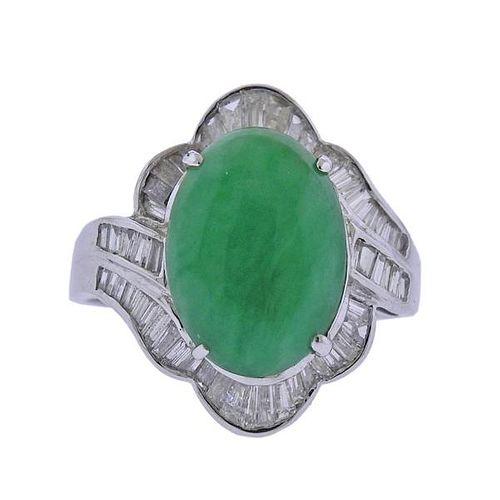 18K Gold Diamond Jadeite Jade Ring