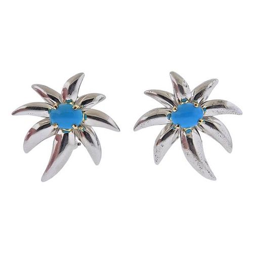 Tiffany &amp; Co Silver Turquoise Fireworks Earrings